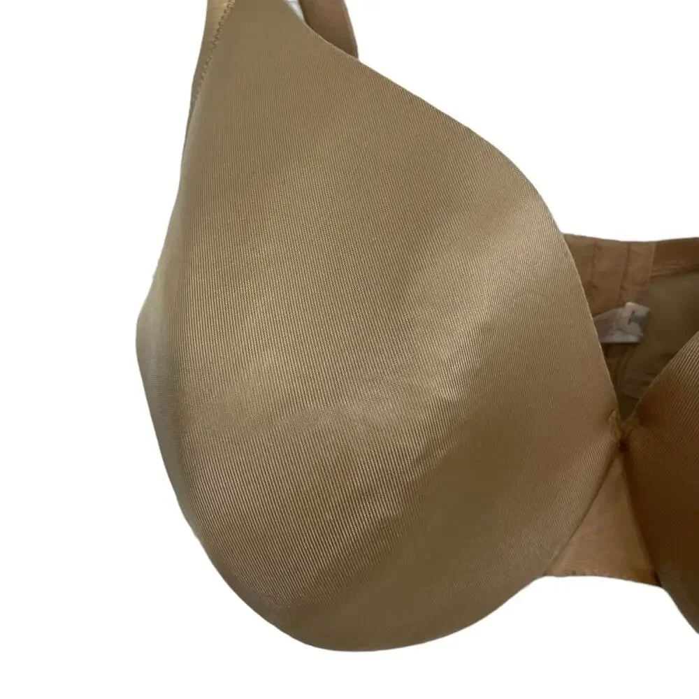 CACIQUE LIGHTLY LINED FULL COVERAGE Beige Tan Smooth Underwire Bra Satin 44DDD